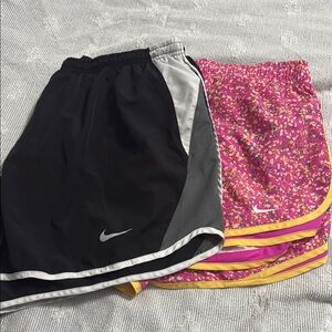 Nike Black and Pink Floral Shorts Duo